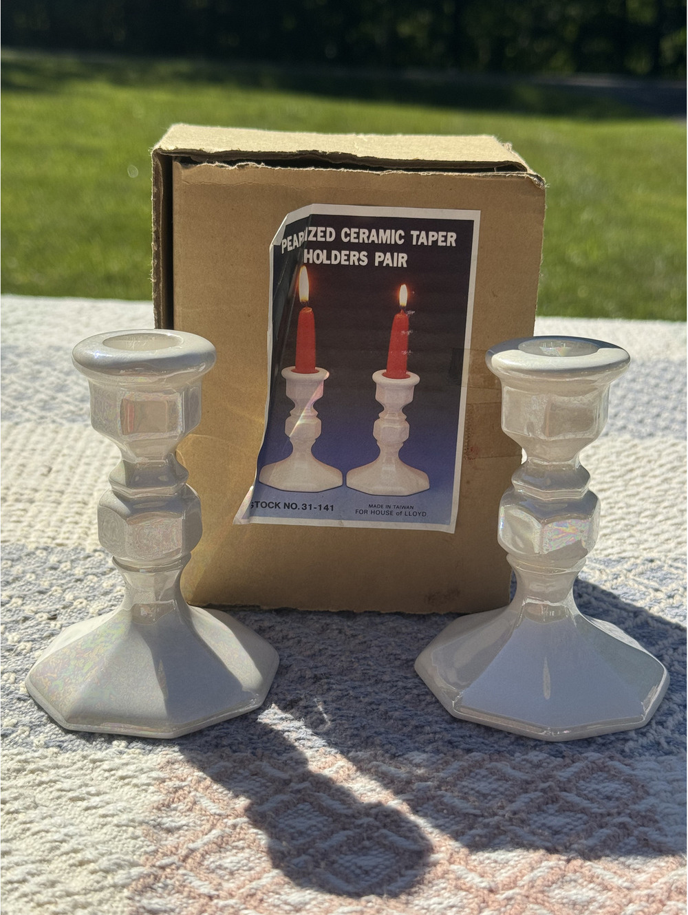 Pair of Glazed Ceramic Taper Candle Holders